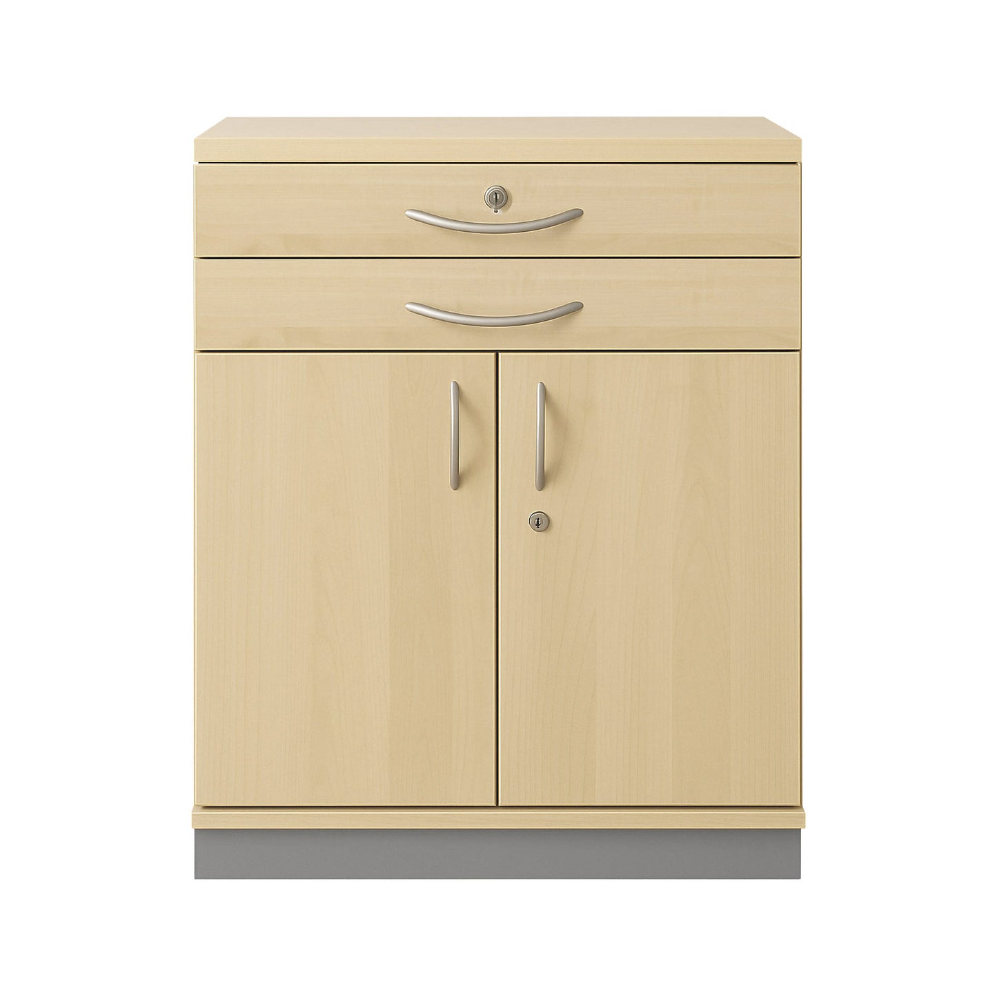 THEA - Combination cupboard, 2 shelves, 2 doors, 2 drawers, maple finish.