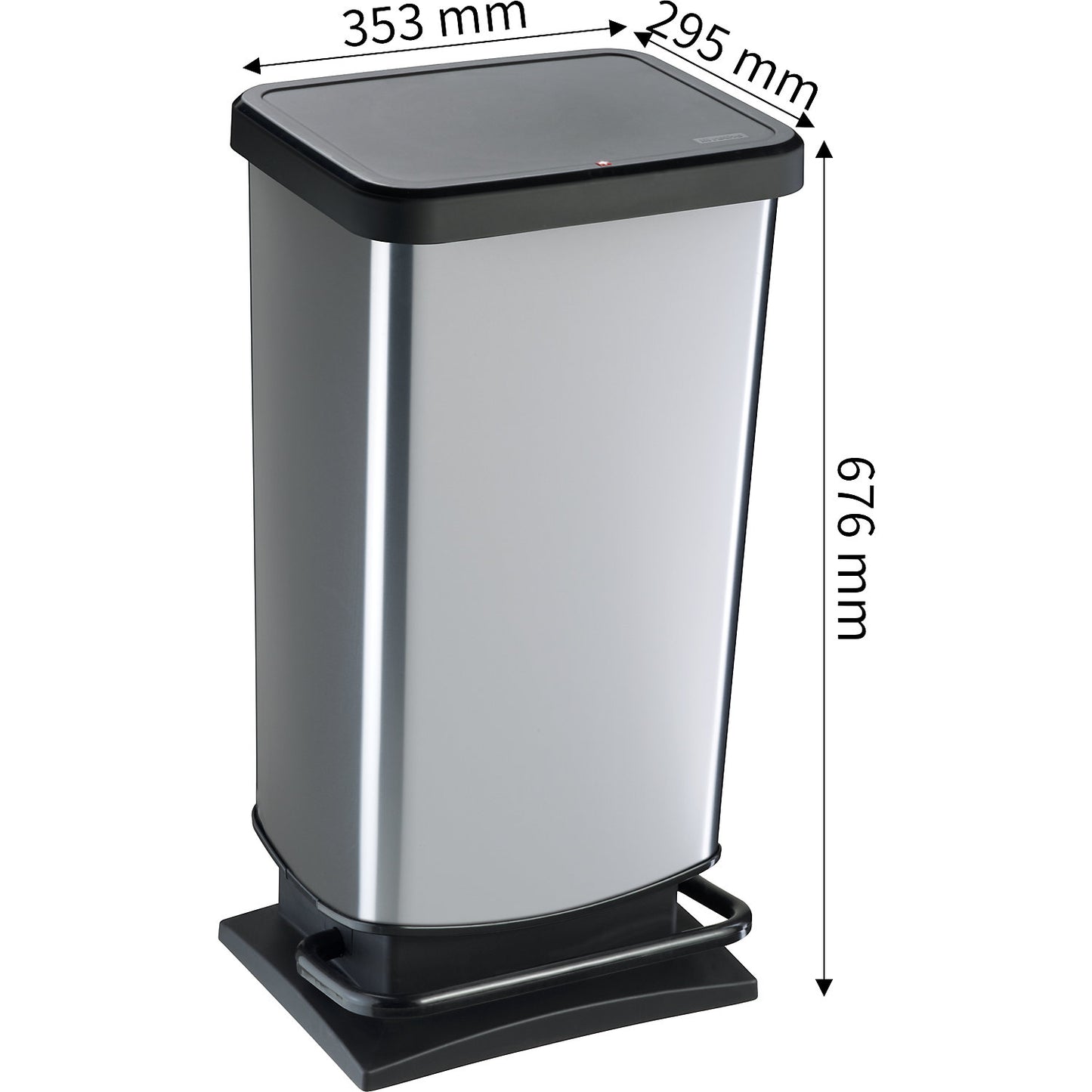 PASO pedal bin, capacity 40 l, WxHxD 353 x 676 x 295 mm, silver.