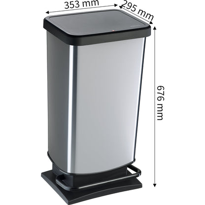 PASO pedal bin, capacity 40 l, WxHxD 353 x 676 x 295 mm, silver.