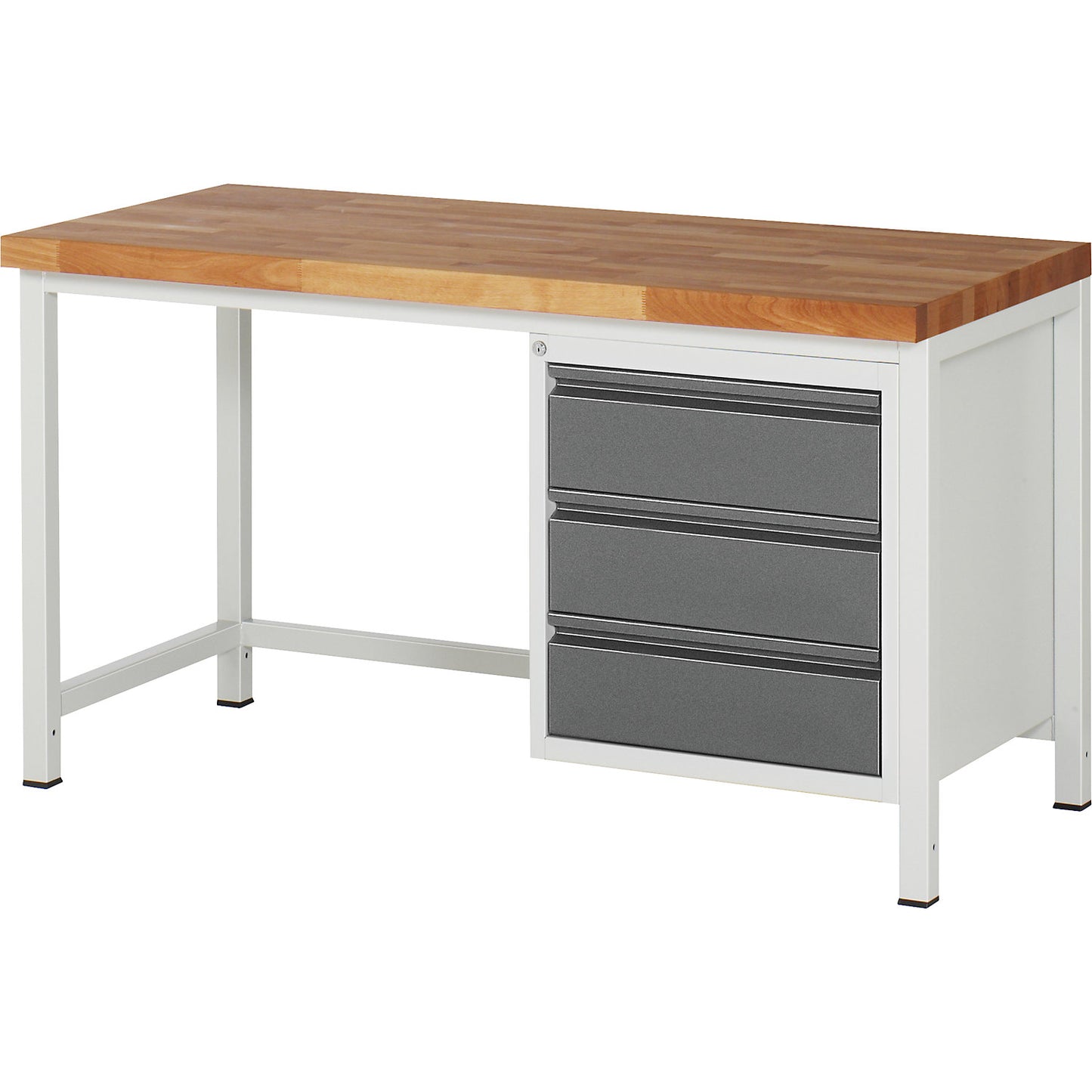 Workbench, frame construction Series 8500, 3 drawers, worktop width 1500 mm, metallic charcoal.