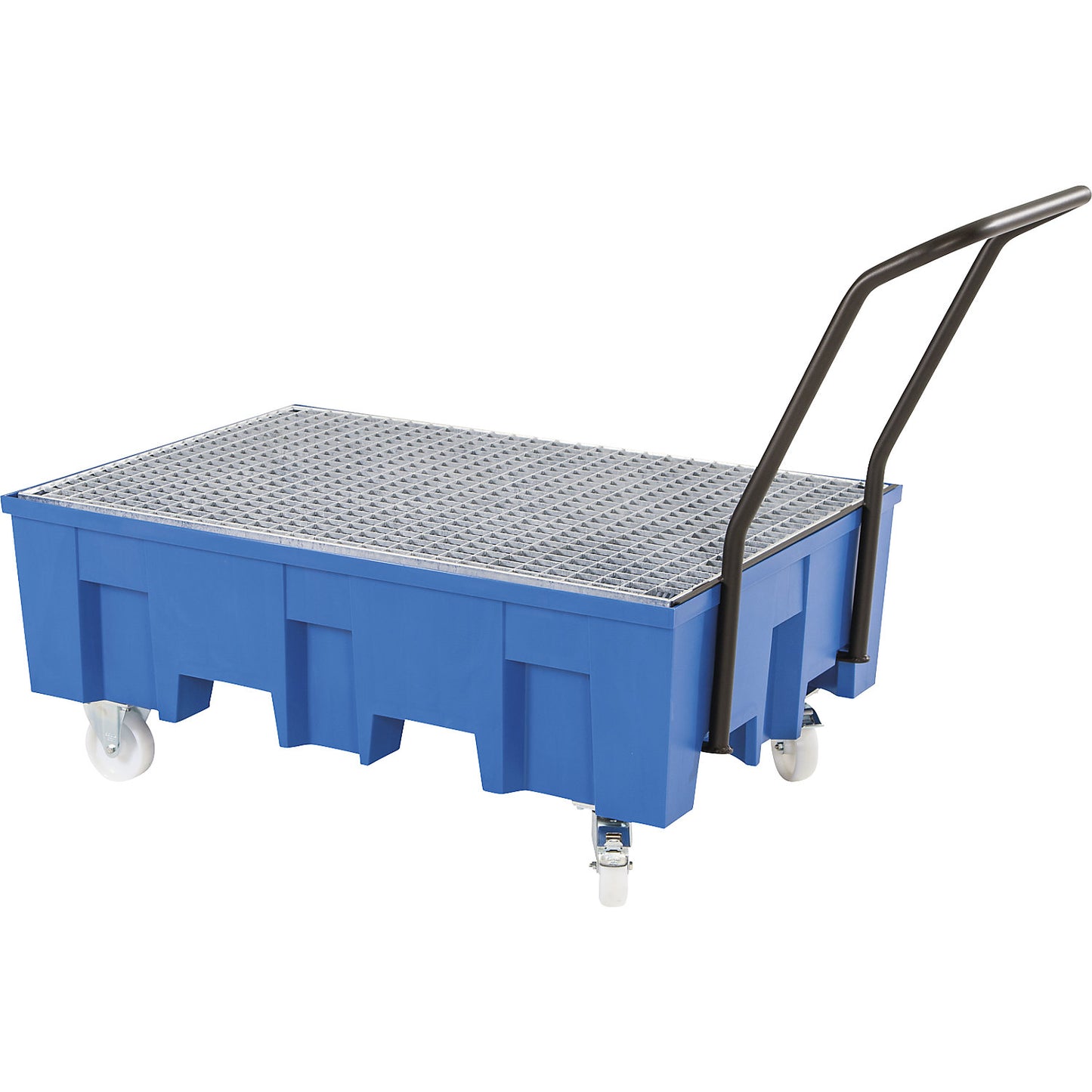Mobile PE drum sump, for 2 x 200 l drums, with zinc plated grate.