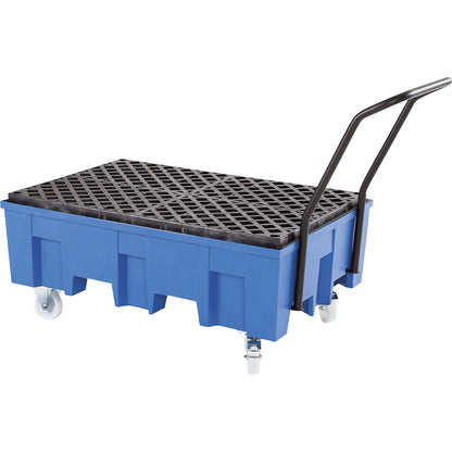 Mobile PE drum sump, for 2 x 200 l drums, with PE mesh grate.