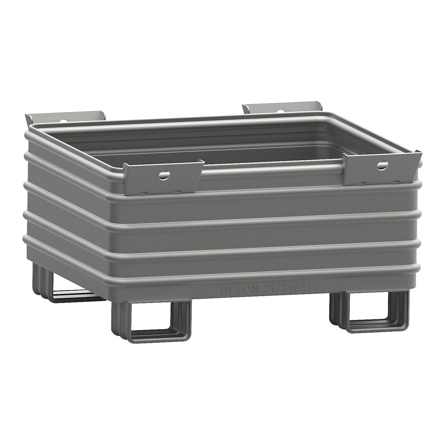 Heavy duty box pallet, WxL 1000 x 1200 mm, with U-shaped feet, painted grey, 1+ items.