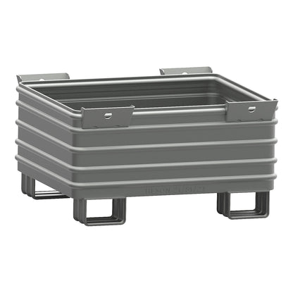 Heavy duty box pallet, WxL 1000 x 1200 mm, with U-shaped feet, painted grey, 1+ items.