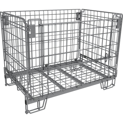 Collapsible mesh pallet, LxW 1200 x 800 mm, effective height 760 mm, stacking height 910 mm.