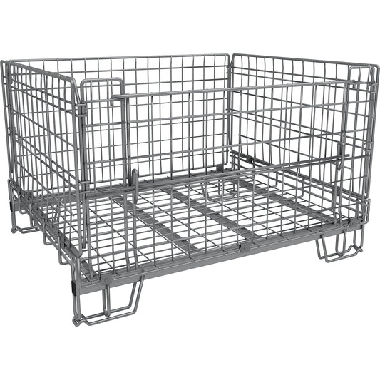 Collapsible mesh pallet, LxW 1200 x 1000 mm, stacking height 750 mm, weight 45 kg.