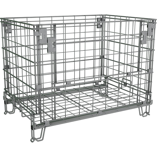 Collapsible mesh pallet, LxW 1160 x 800 mm, effective height 770 mm, stacking height 910 mm.
