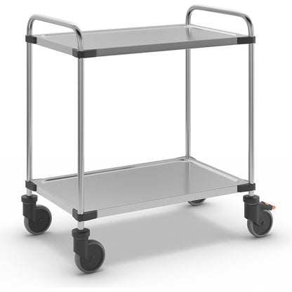 Stainless steel table trolley, with 2 shelves, LxWxH 870 x 570 x 950 mm, assembled.
