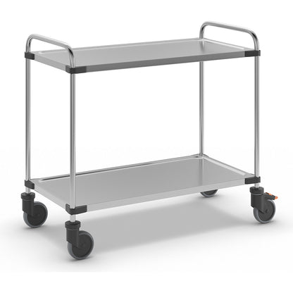 Stainless steel table trolley, with 2 shelves, LxWxH 1070 x 570 x 950 mm, unassembled.