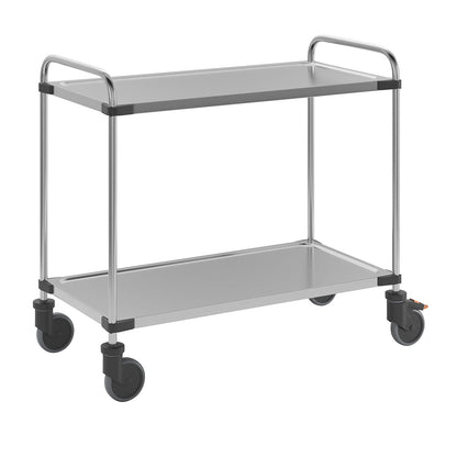 Stainless steel table trolley, with 2 shelves, LxWxH 1070 x 570 x 950 mm, assembled.