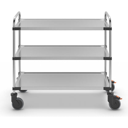 Stainless steel table trolley, with 3 shelves, LxWxH 1070 x 570 x 950 mm, unassembled.