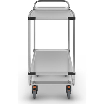 Stainless steel serving trolley, assembled, with 2 shelves, LxWxH 1035 x 535 x 1010 mm.