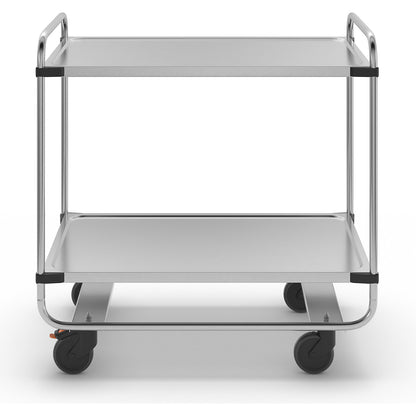 Stainless steel serving trolley, assembled, with 2 shelves, LxWxH 1035 x 635 x 1010 mm.