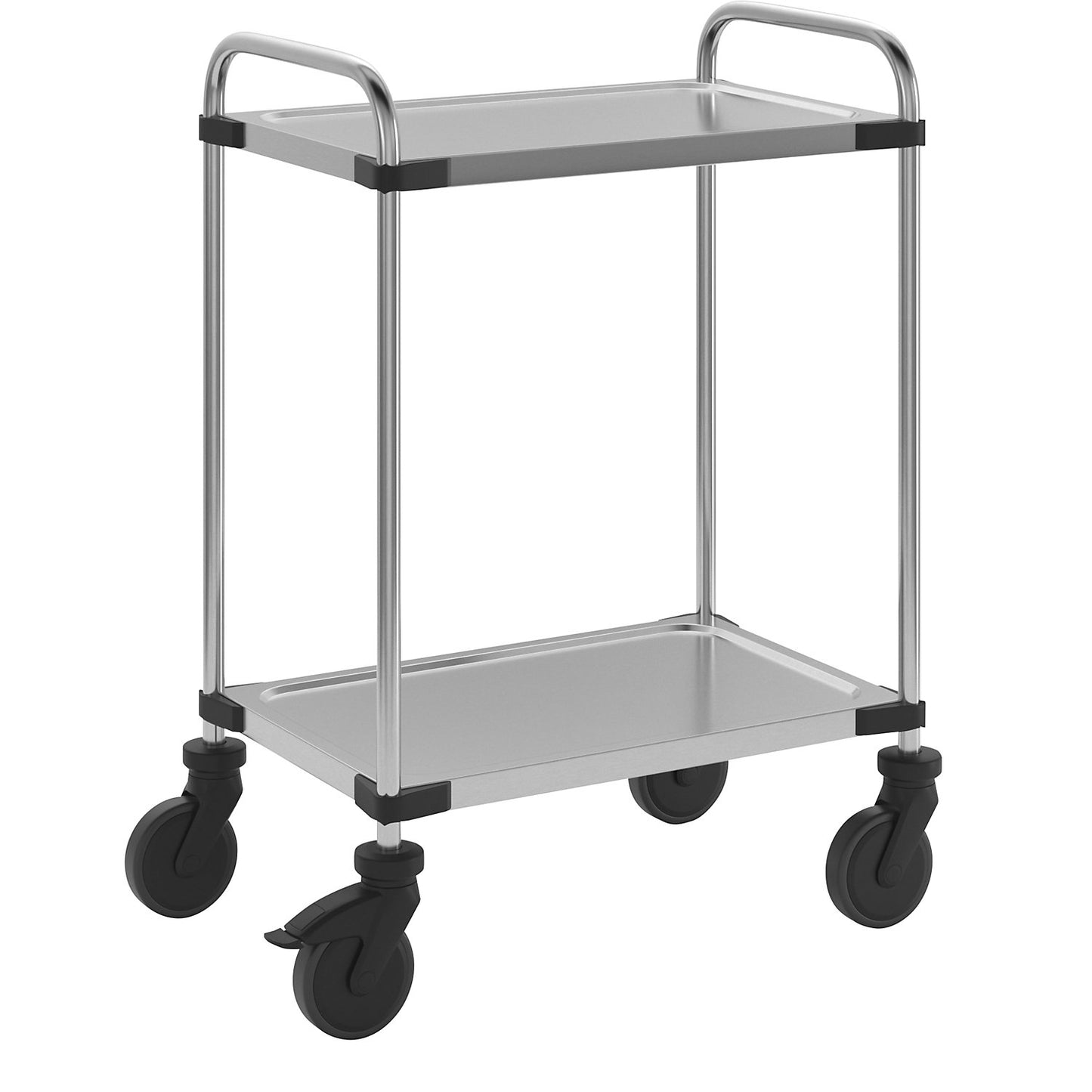 640-RL stainless steel serving trolley, with 2 shelves, assembled, max. load 120 kg.