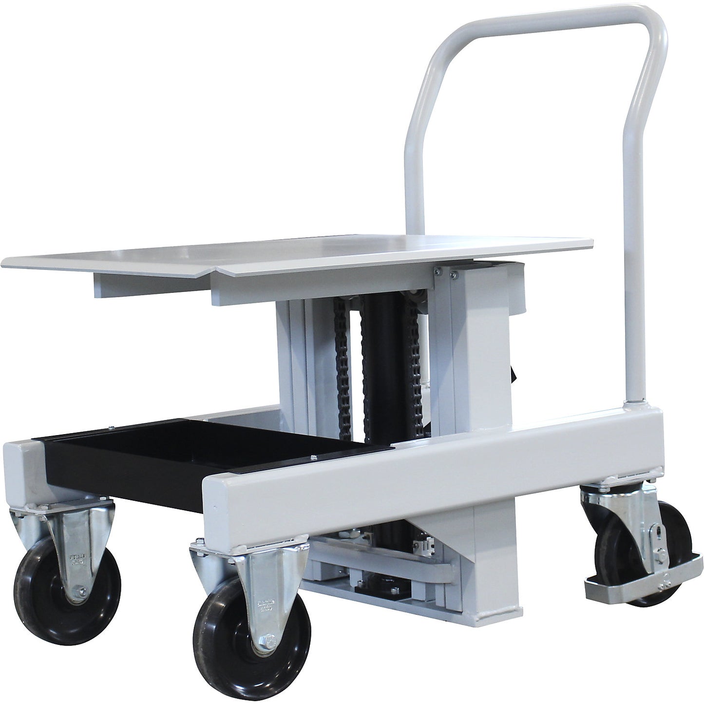 Lift table, platform WxL 600 x 750 mm, lifting range 600 - 1270 mm.