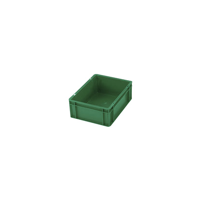 Euro stacking container, closed walls and base, LxWxH 600 x 400 x 75 mm, green, pack of 5.