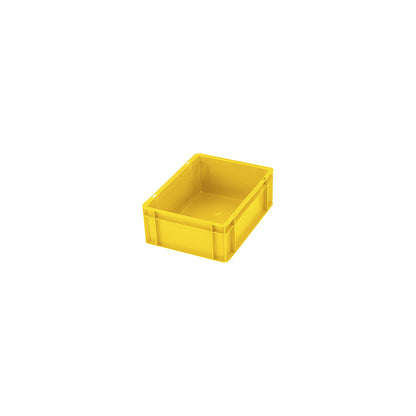 Euro stacking container, closed walls and base, LxWxH 600 x 400 x 75 mm, yellow, pack of 5.
