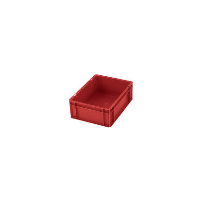 Euro stacking container, closed walls and base, LxWxH 400 x 300 x 50 mm, red, pack of 5.