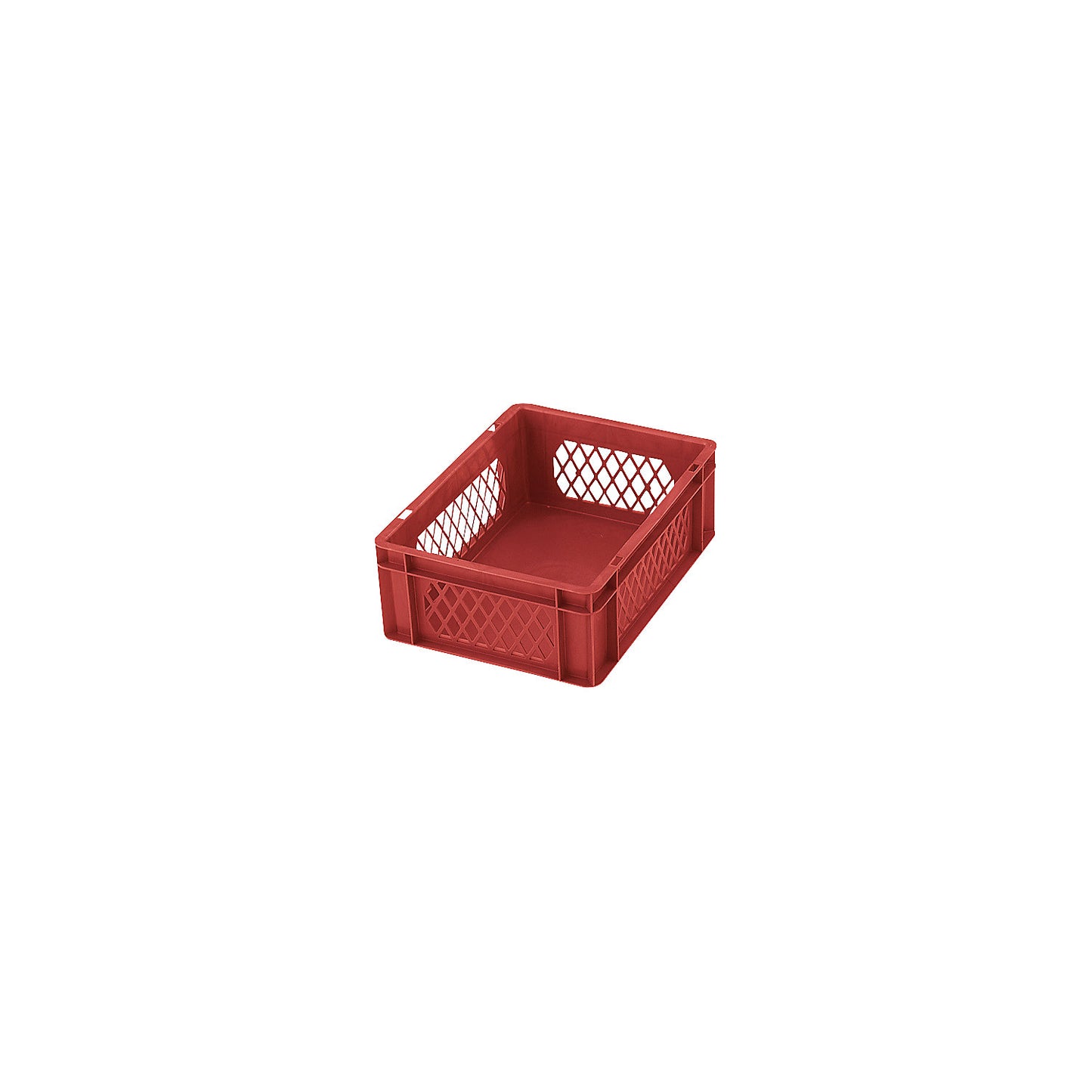 Euro stacking container, perforated walls and base, LxWxH 400 x 300 x 50 mm, red, pack of 5.