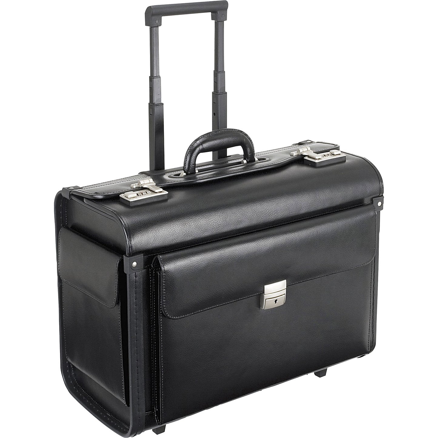 Pilots' case trolley, main compartment, padded laptop compartment, black.