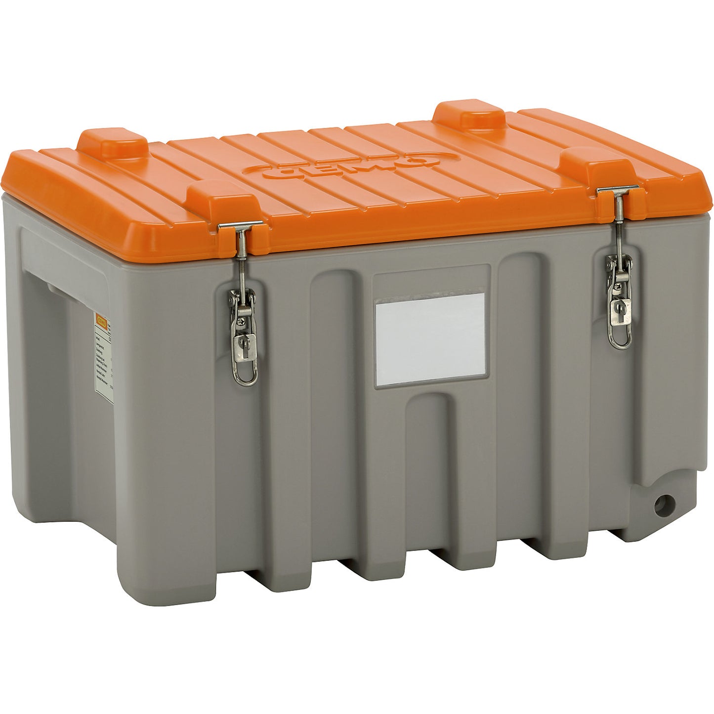 Universal box made of polyethylene, capacity 150 l, max. load 100 kg, grey / orange.