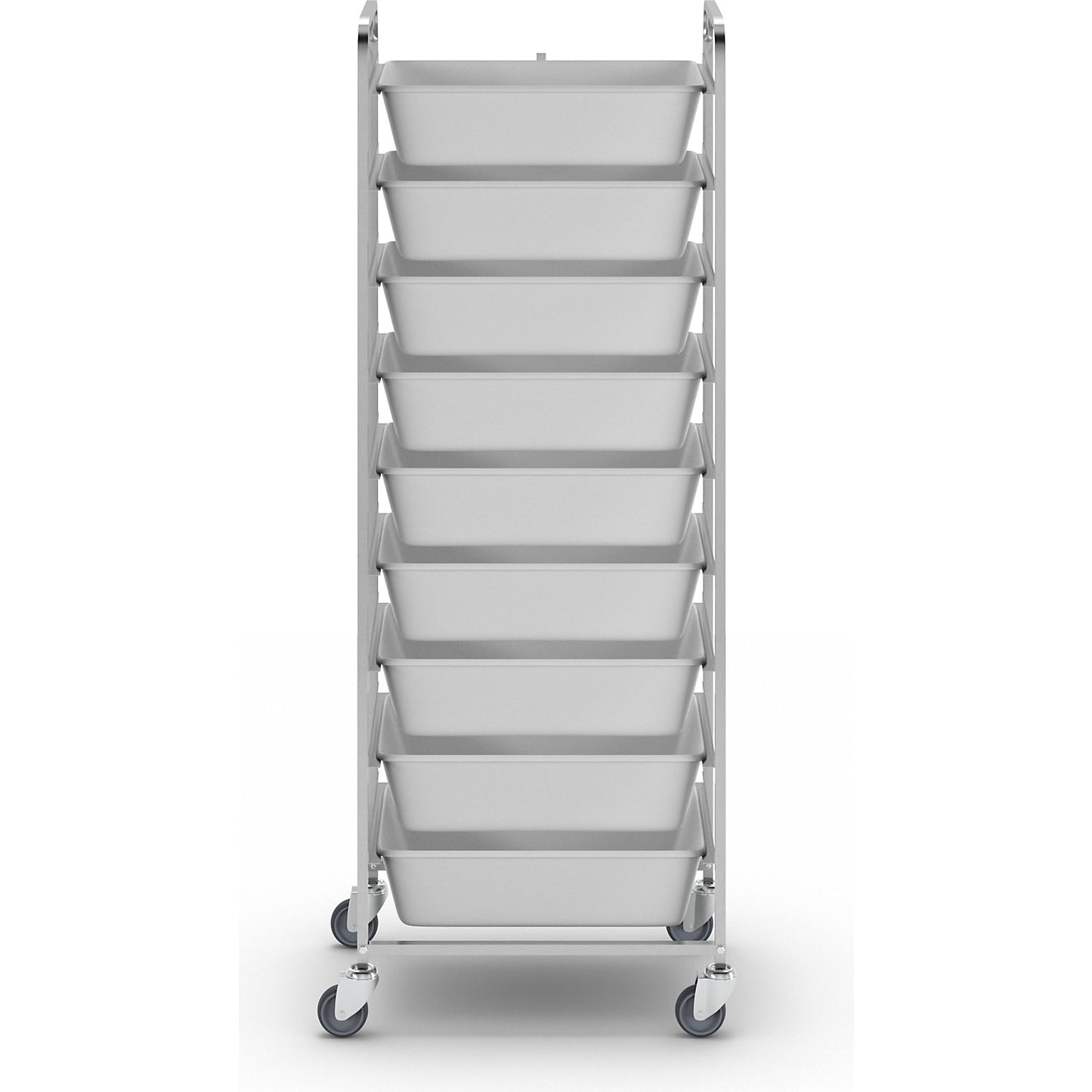 Stainless steel food trolley, 9 x 25 l containers, LxWxH 700 x 500 x 1800 mm.