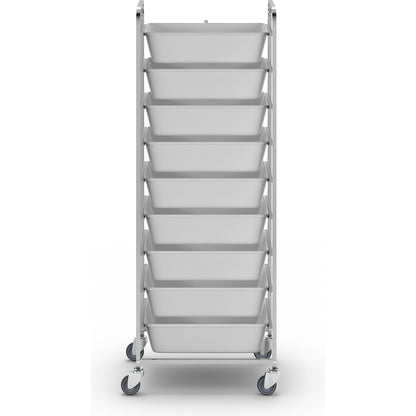Stainless steel food trolley, 9 x 25 l containers, LxWxH 700 x 500 x 1800 mm.
