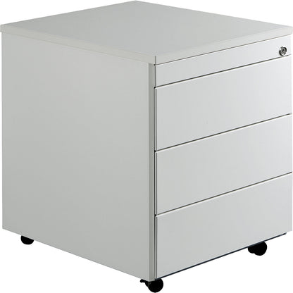 Drawer pedestal with castors, HxD 579 x 600 mm, plastic top, 3 drawers, light grey / light grey / light grey.