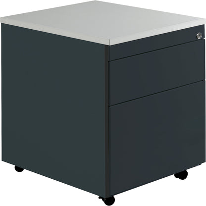 Drawer pedestal with castors, HxD 579 x 600 mm, 1 drawer, 1 suspension file drawer, charcoal / charcoal / light grey.