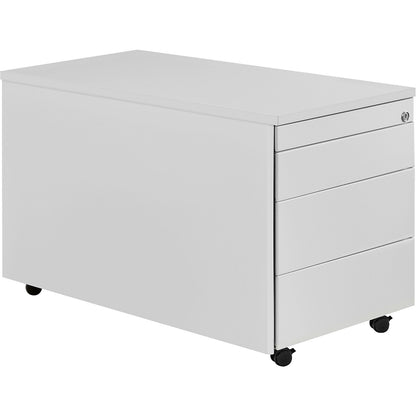 Drawer pedestal with castors, HxD 529 x 800 mm, plastic top, 3 drawers, light grey / light grey / light grey.