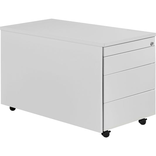Drawer pedestal with castors, HxD 529 x 800 mm, plastic top, 3 drawers, light grey / light grey / light grey.