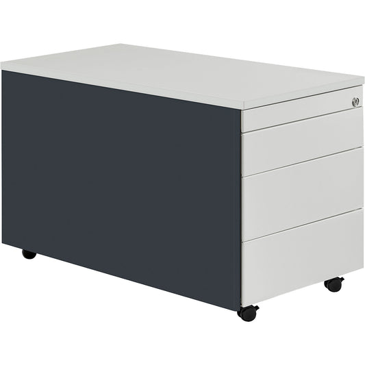 Drawer pedestal with castors, HxD 529 x 800 mm, plastic top, 3 drawers, charcoal / light grey / light grey.