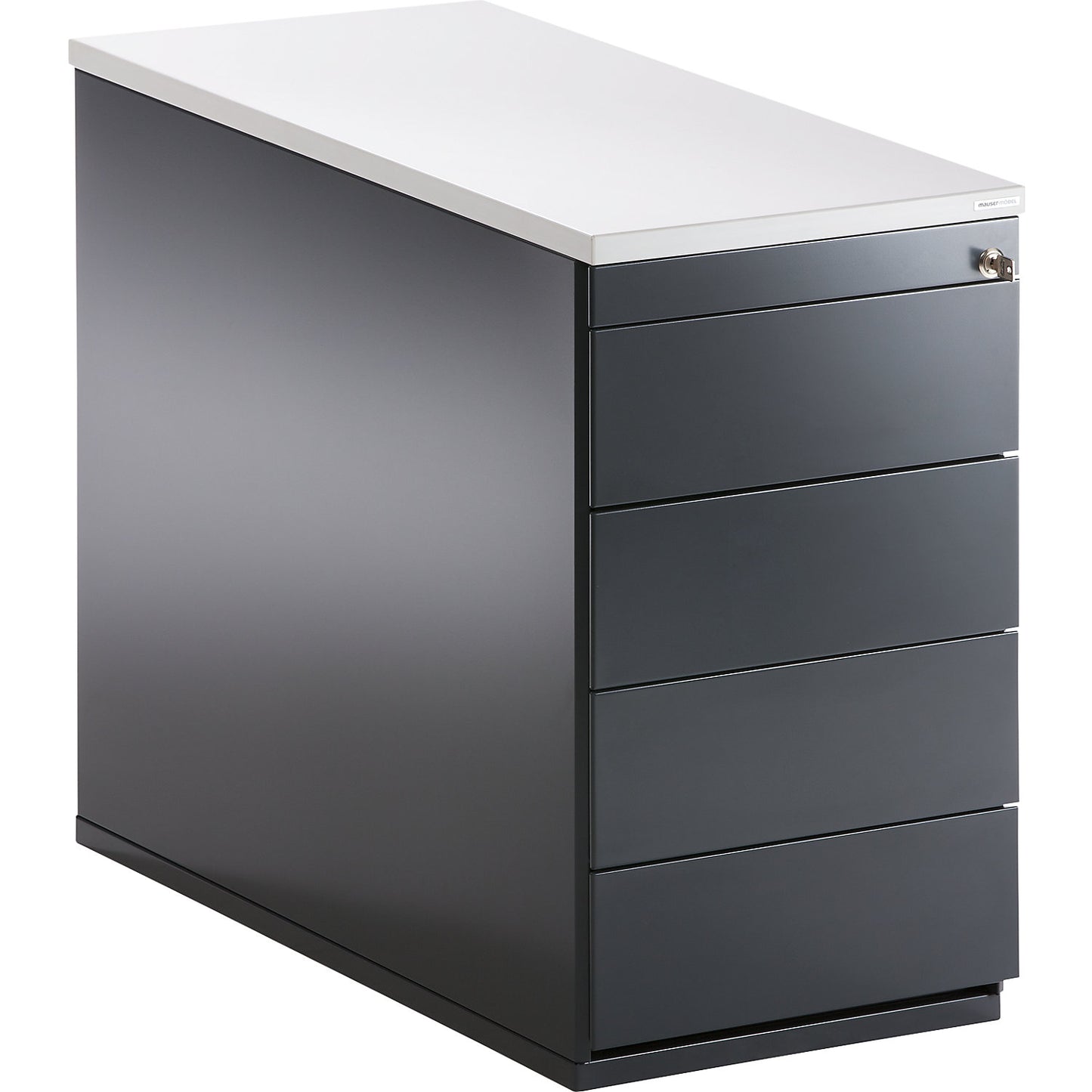 Drawer pedestal, HxD 720 x 800 mm, 4 drawers, charcoal / charcoal / light grey.