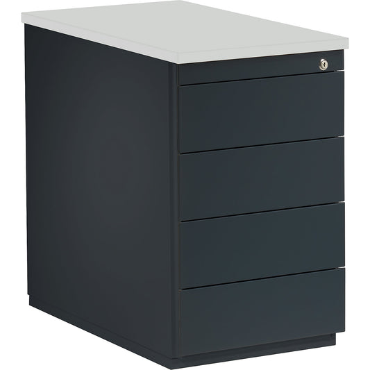 Drawer pedestal, HxD 720 x 800 mm, 4 drawers, charcoal / charcoal / light grey.