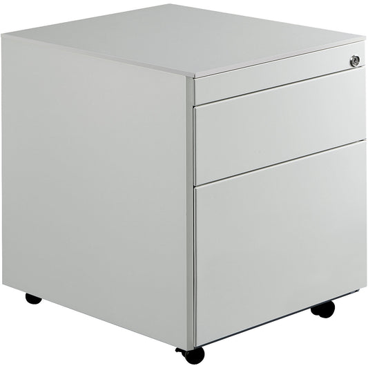 Drawer pedestal with castors, HxD 570 x 600 mm, 1 drawer, 1 suspension file drawer, light grey / light grey / light grey.