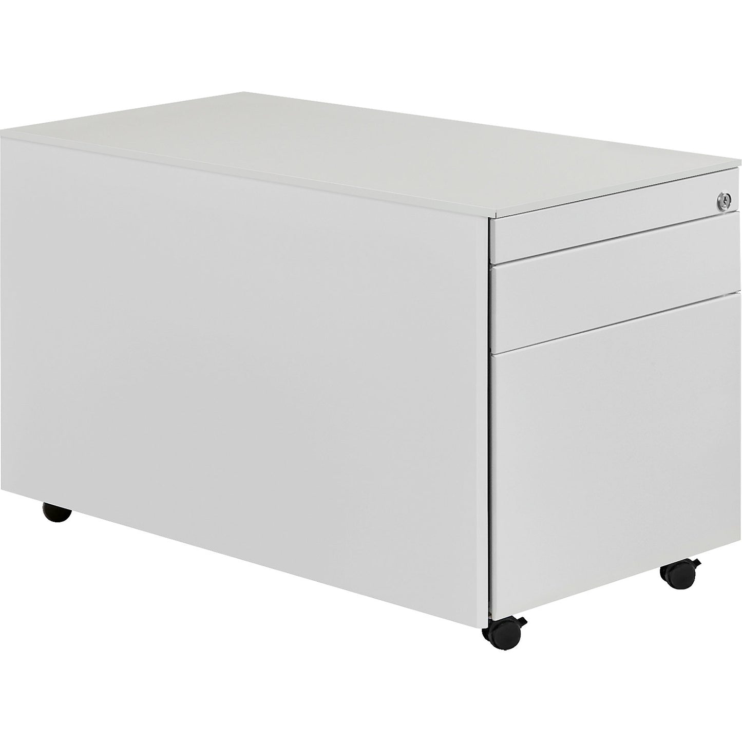 Drawer pedestal with castors, HxD 520 x 800 mm, 1 drawer, 1 suspension file drawer, light grey / light grey / light grey.