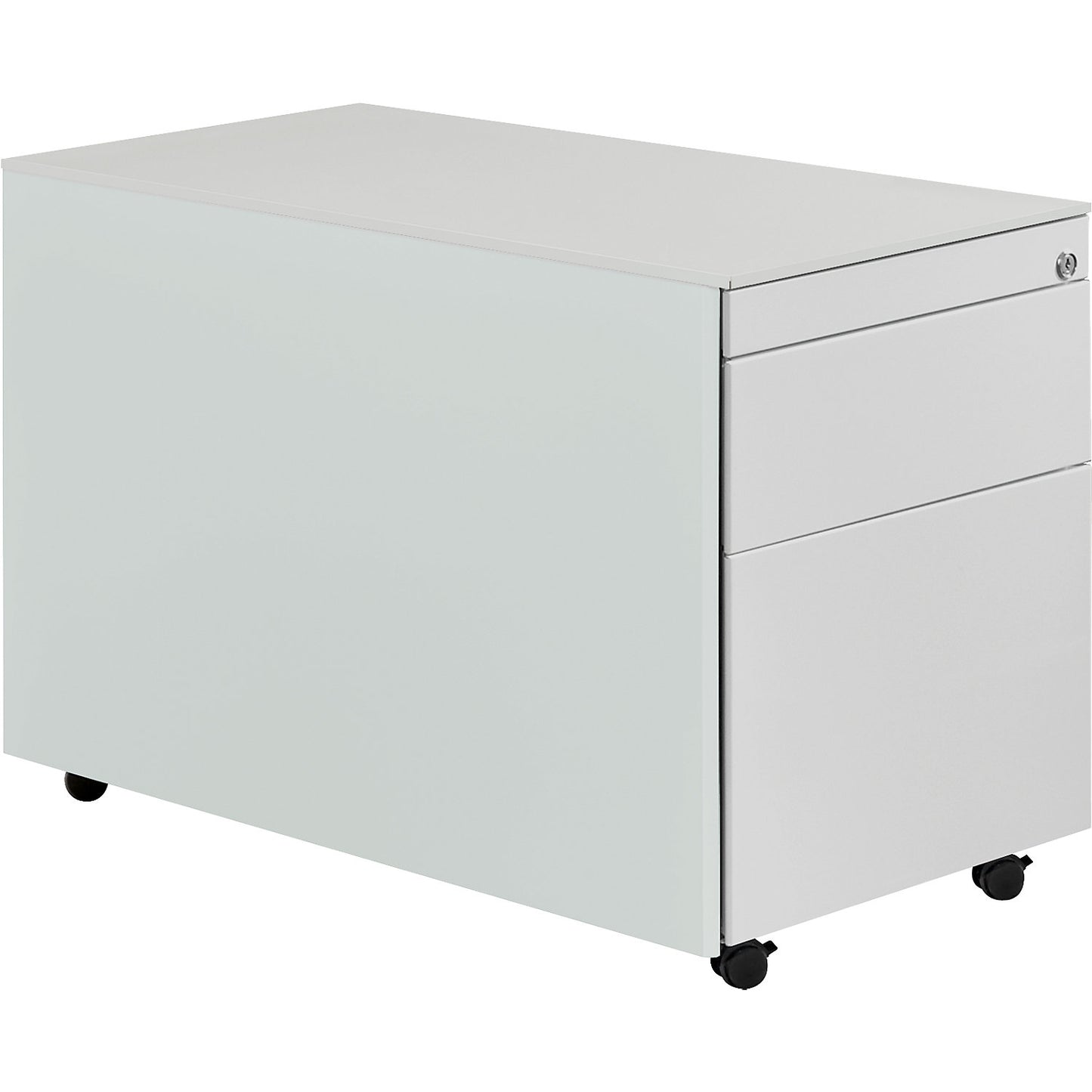 Drawer pedestal with castors, HxD 570 x 800 mm, 1 drawer, 1 suspension file drawer, light grey / light grey / light grey.