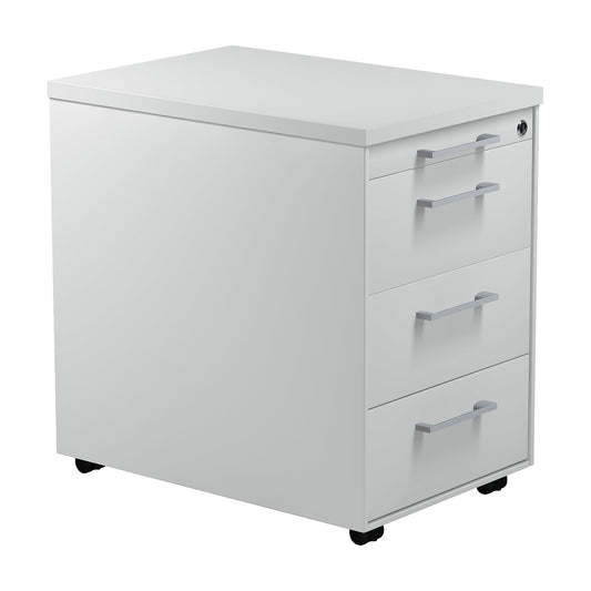 Mobile pedestal on castors, HxD 579 x 600 mm, 3 drawers, light grey / light grey / light grey.