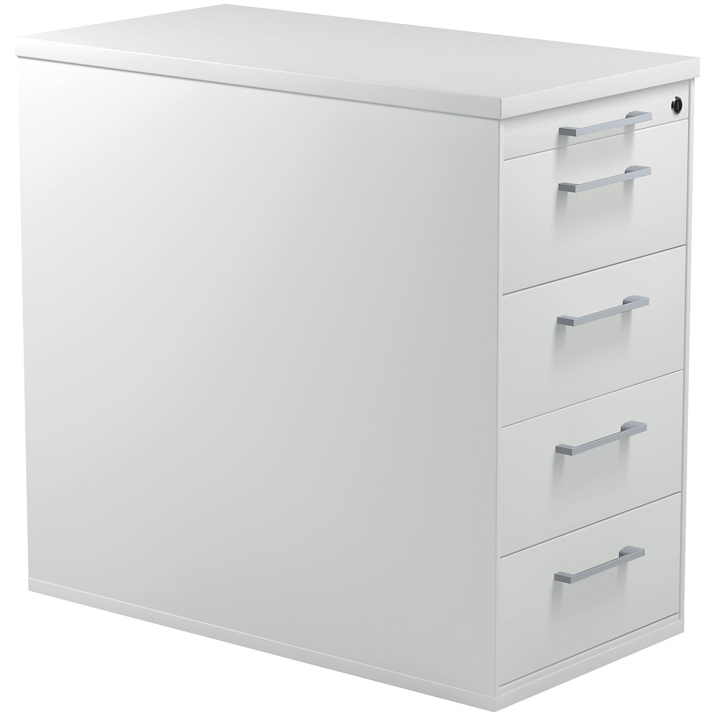 Drawer pedestal with plinth, height 720 mm, plastic top, 4 drawers, light grey / light grey / light grey.