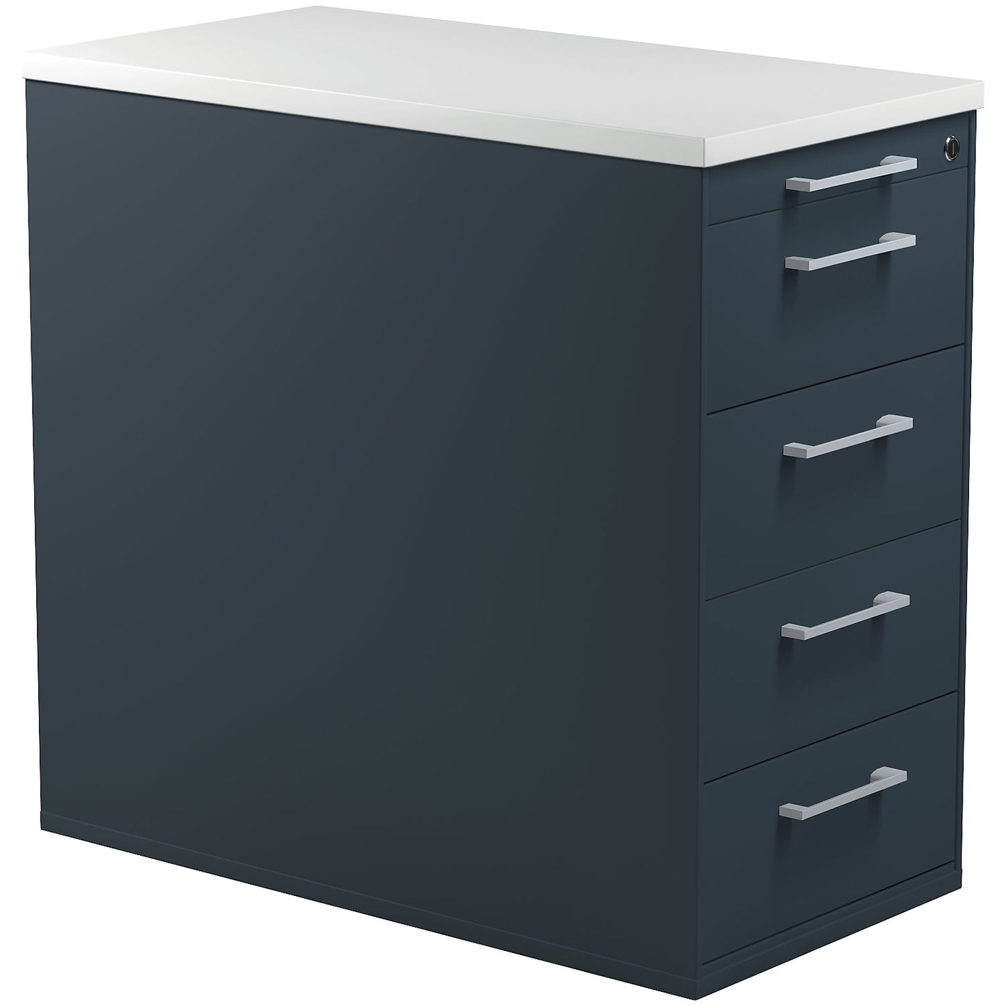 Drawer pedestal with plinth, height 720 mm, plastic top, 4 drawers, charcoal / charcoal / light grey.
