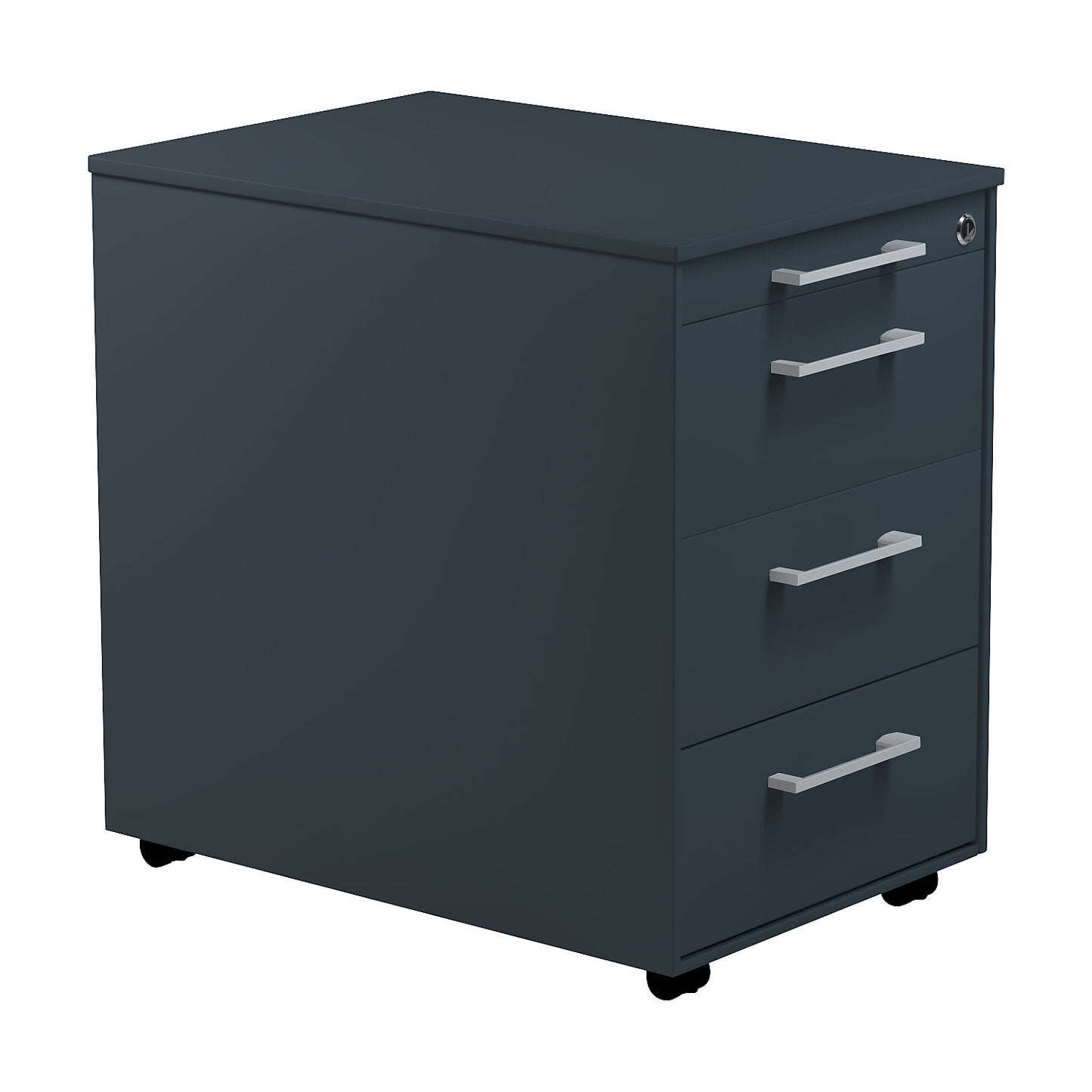 Mobile pedestal on castors, HxD 570 x 600 mm, 3 drawers, charcoal / charcoal / charcoal.