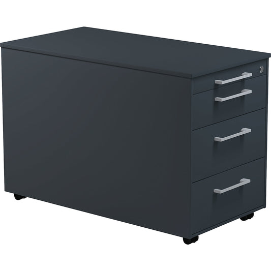 Mobile pedestal on castors, HxD 520 x 800 mm, 3 drawers, charcoal / charcoal / charcoal.