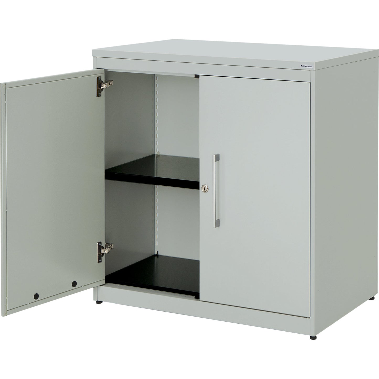Double door cupboard, HxW 830 x 800 mm, plastic panel, 1 shelf, light grey / light grey / light grey.
