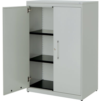 Double door cupboard, HxW 1180 x 800 mm, plastic panel, 2 shelves, light grey / light grey / light grey.