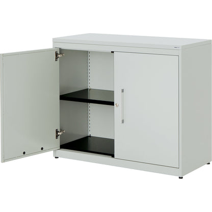 Double door cupboard, HxW 830 x 1000 mm, plastic panel, 1 shelf, light grey / light grey / light grey.