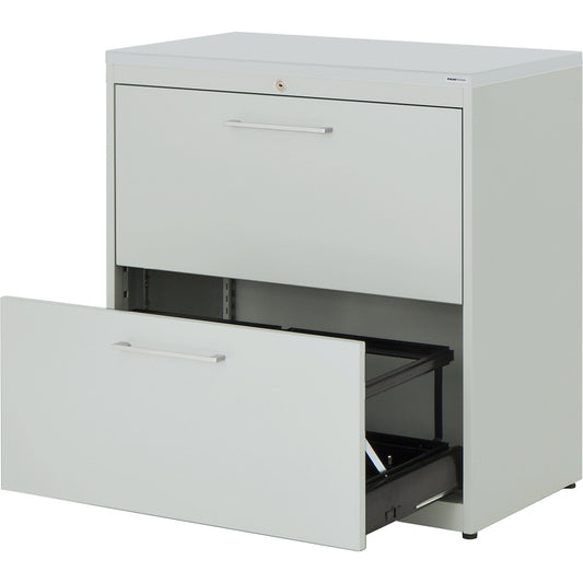 Suspension filing cabinet, plastic panel, 2 drawers, 2 tracks, with dampers, light grey / light grey / light grey.