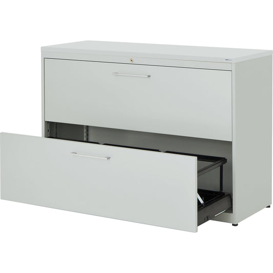 Suspension filing cabinet, plastic panel, 2 drawers, 3 tracks, with dampers, light grey / light grey / light grey.