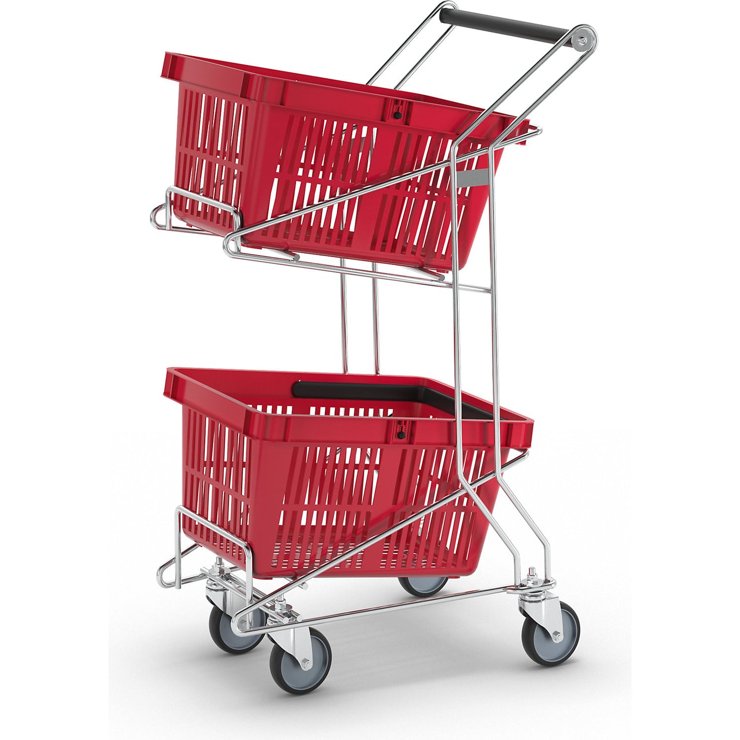 Shopping trolley, for baskets, LxWxH 560 x 260/415 x 975 mm, max. load 60 kg.