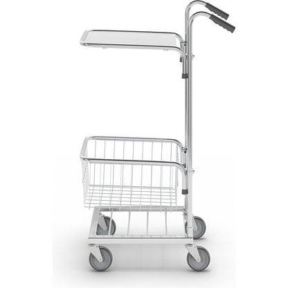 Compact platform trolley, 1 shelf, 1 basket, max. load 35 kg.