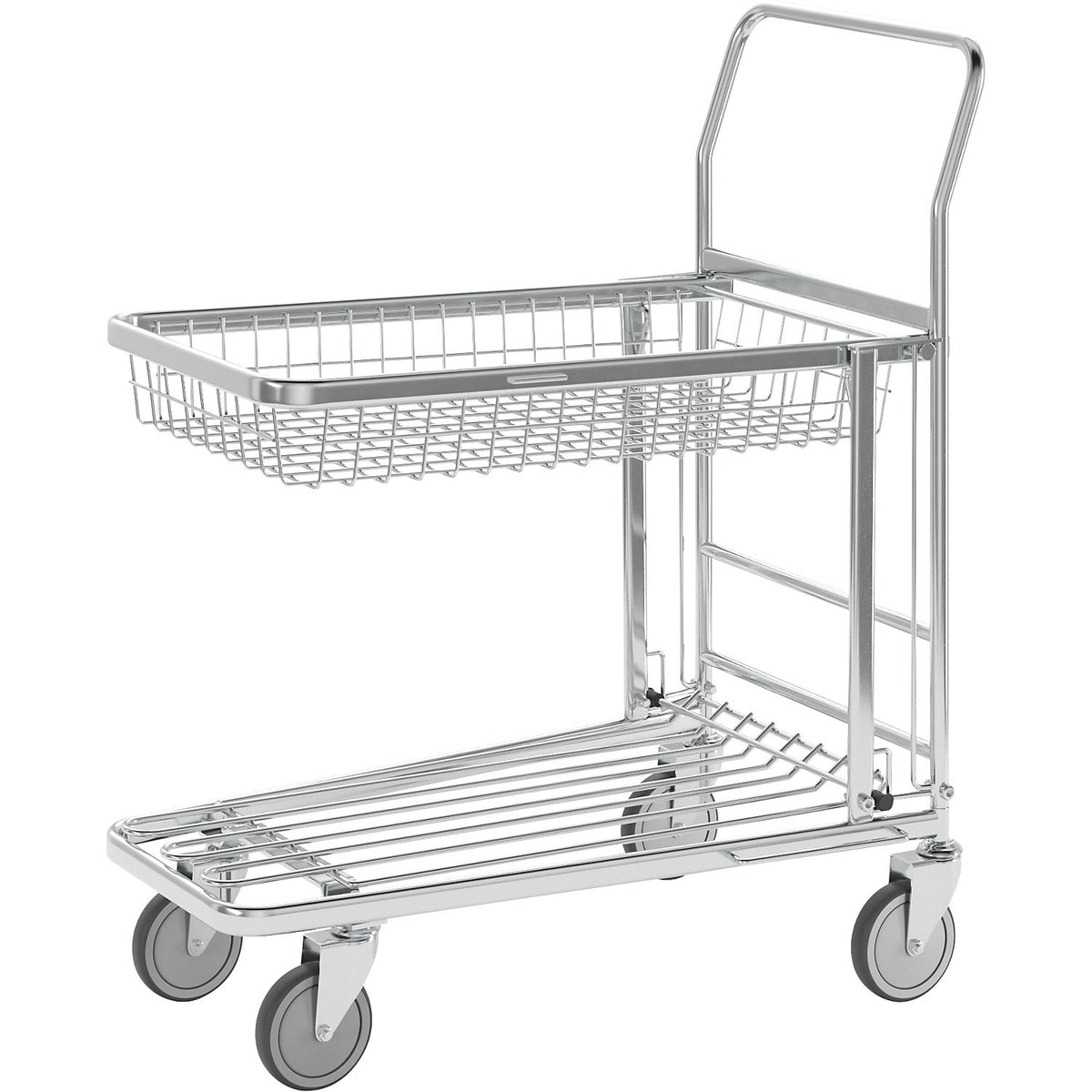 Shopping trolley, zinc plated, LxWxH 870 x 530 x 1010 mm, max. load 300 kg.